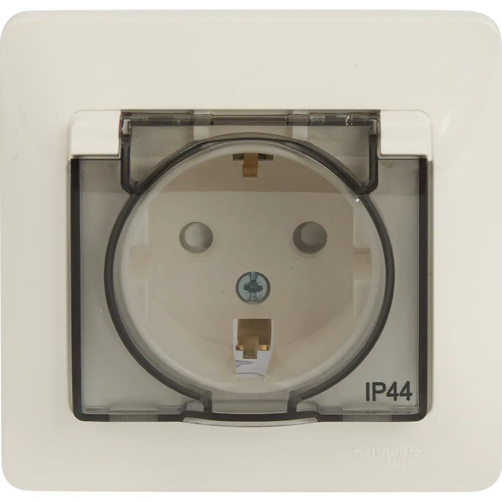 Розетка встраиваемая Systeme Electric Glossa с заземлением со шторками IP44 цвет молочный 84693614 STLM-2090664