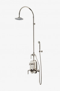 DSXS70 Термостатическая душевая система Dash Exposed с 8-дюймовой душевой лейкой, ручным душем, металлической переключающей ручкой, металлическим рычагом и поперечной ручкой Waterworks