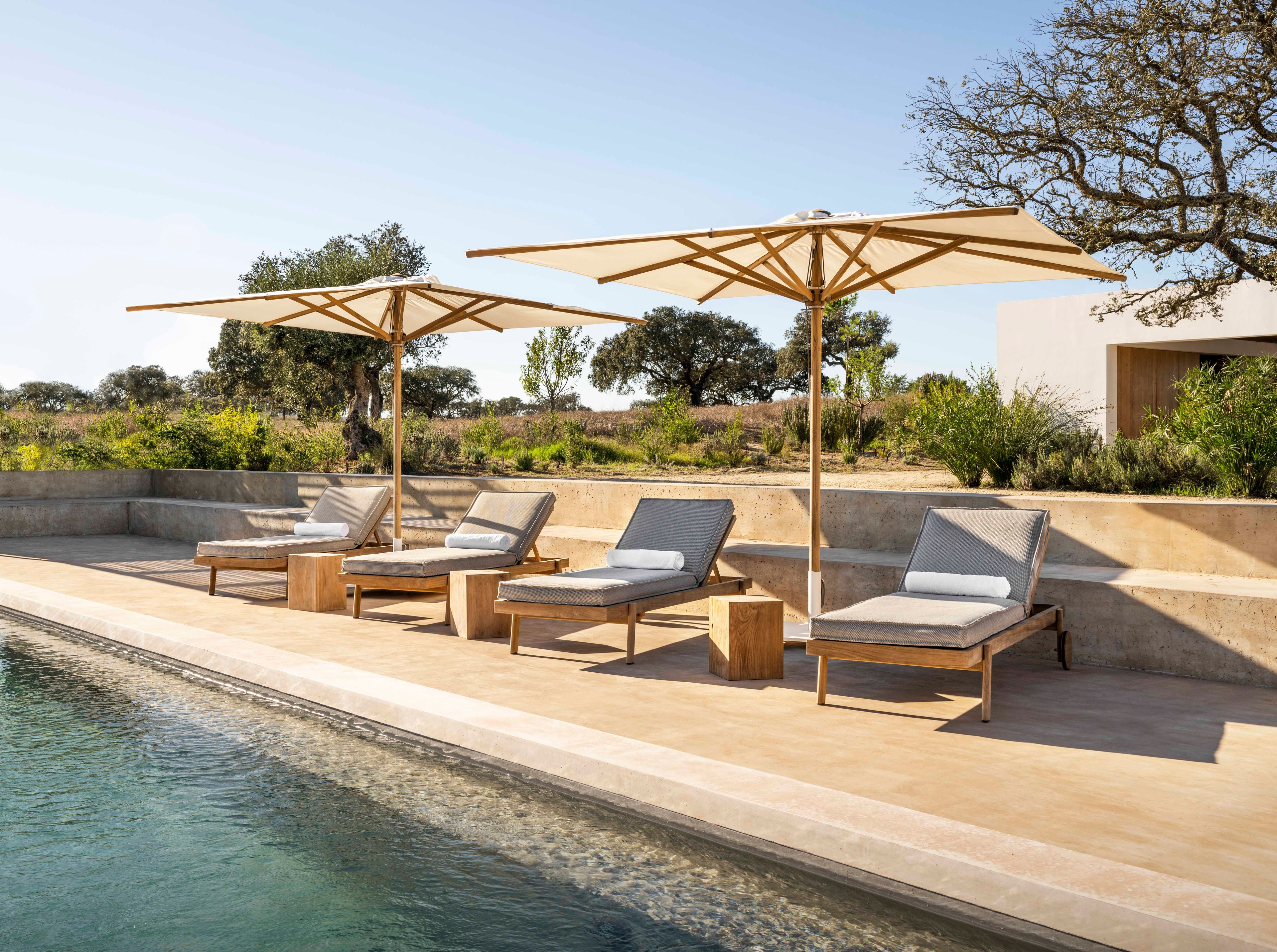 Садовая кровать с откидной спинкой из тикового дерева с колесами Jardinico Noa ARCH-00036509 - Вид №2