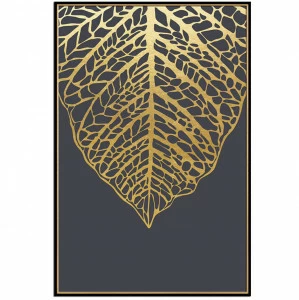Постер прямоугольный на художественной бумаге 80х60 см "Золотой лист на черном" EVENHOME ДИЗАЙНЕРСКИЕ 00-3878762 Золото;черный