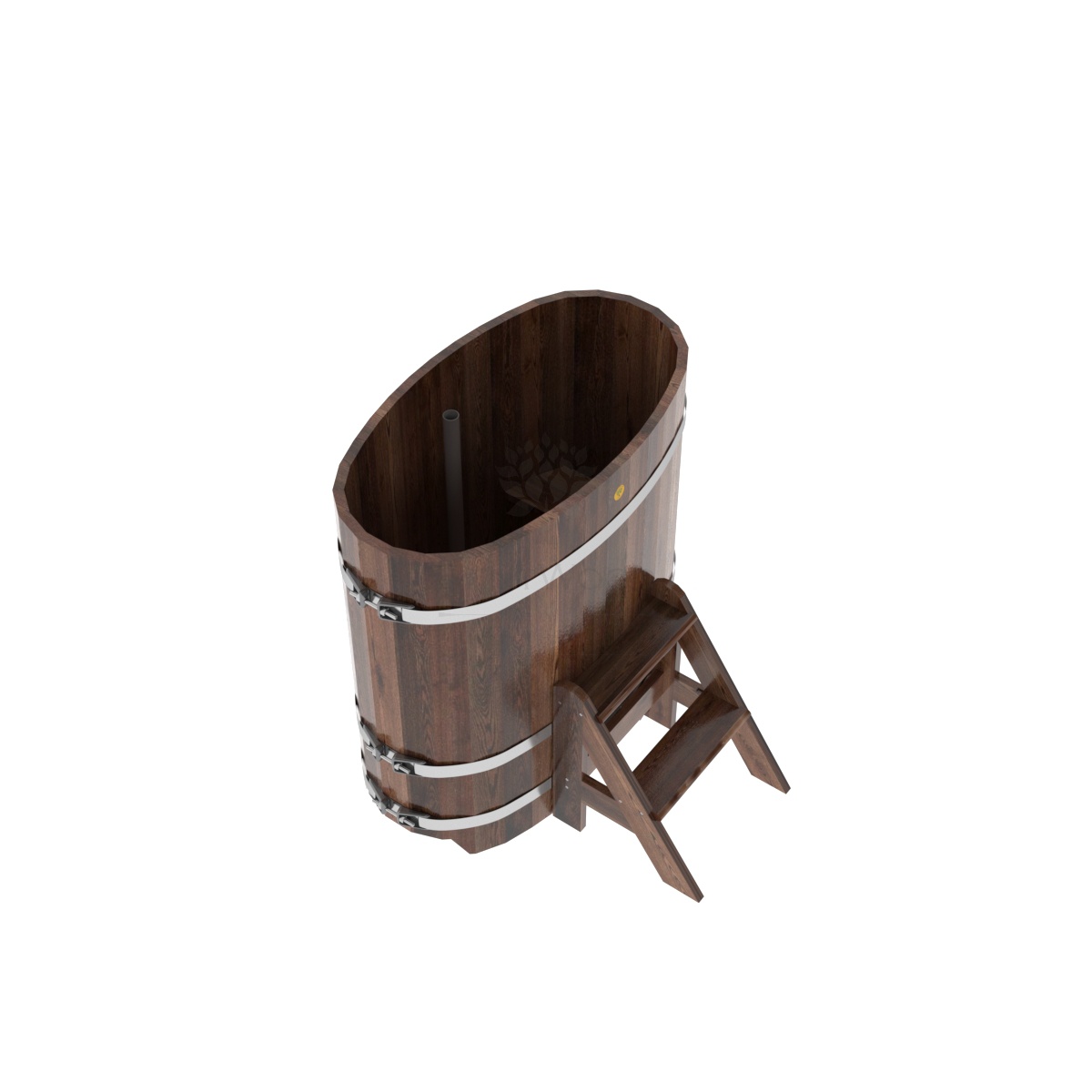 1130 Купель овальная из лиственницы 0,59х1,06х1,10 морёная премиум Alyarus  - Вид №2