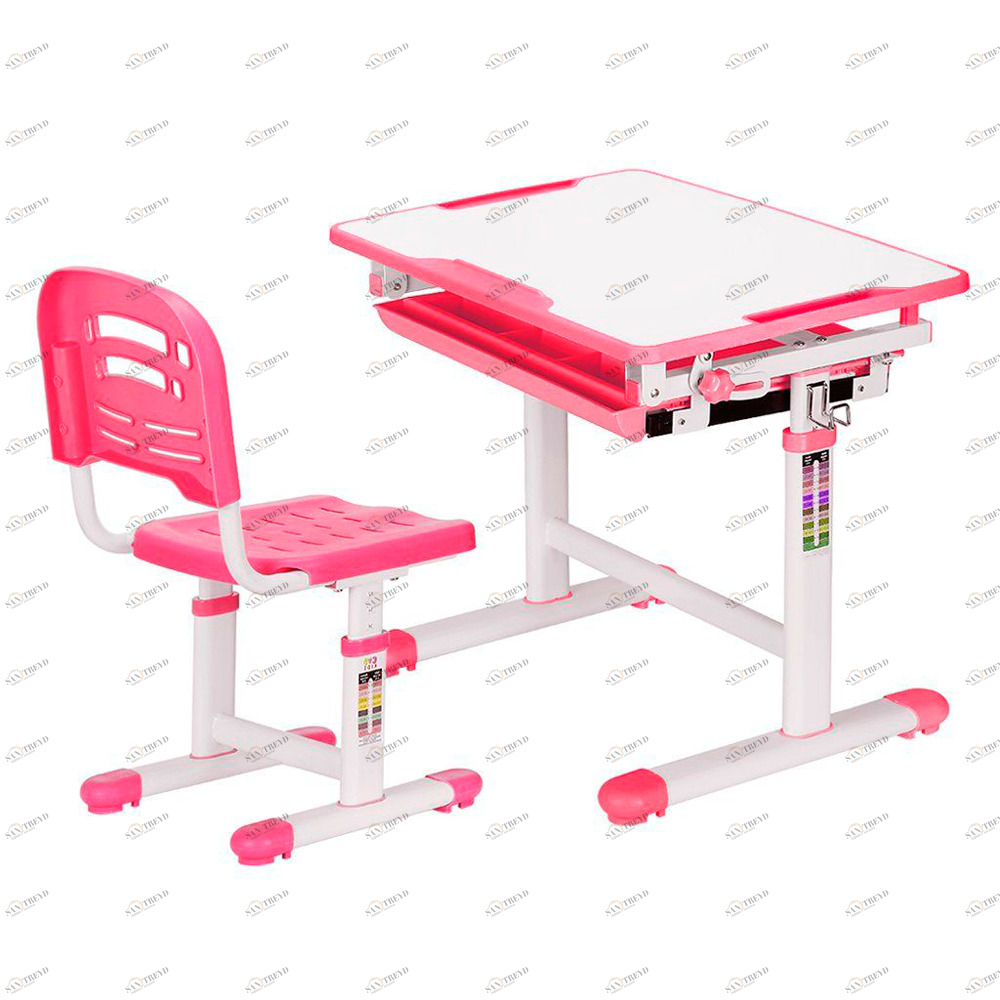 Растущая парта и стул EVO-06 белая, розовая MEALUX EVO  336180 Белый;розовый Santreyd 