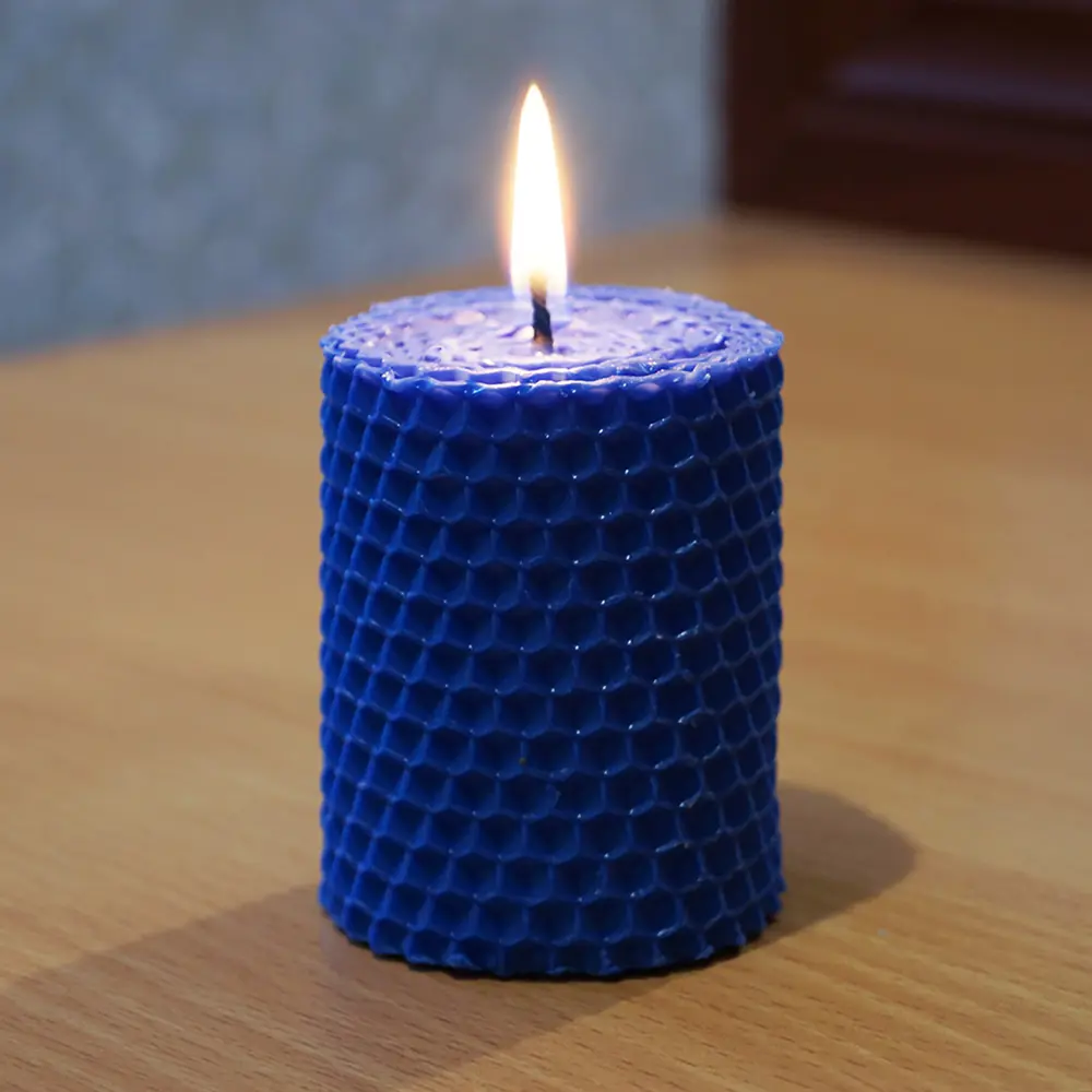 Свеча вощинная цилиндр синяя 5x6.5 см 86389044 STLM-2055774 EVIS  - Вид №2