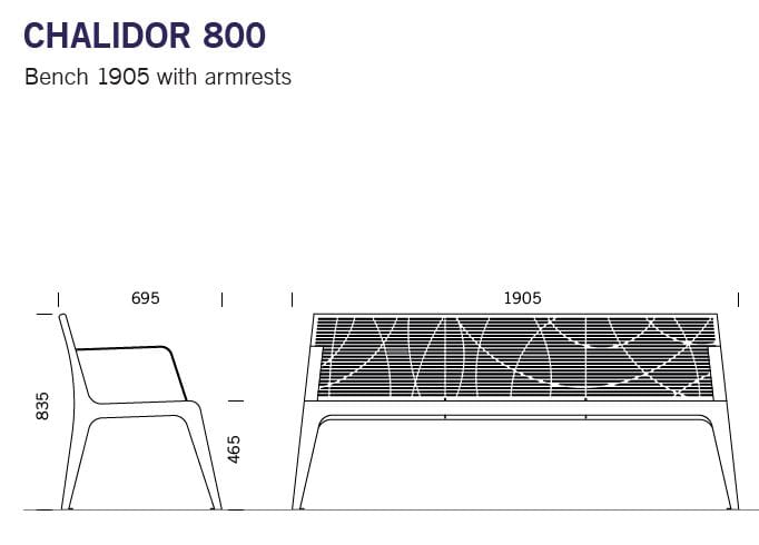 Скамья из нержавеющей стали со спинкой и подлокотниками BENKERT BANKE Chalidor ARCH-00056613 - Вид №5