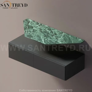 Agape ELL Подвесная столешница с возможностью установки 1-2 раковины. Размер: длина от 120 см до 140 см. Отделка: зеленый мрамор AELLN1MAA1214VD