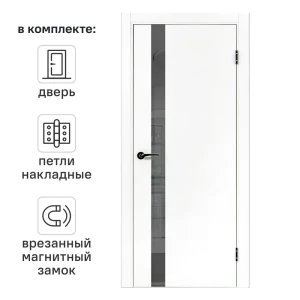 Дверь межкомнатная глухая ПТА 51В 70x200 см полипропилен цвет аляска с замком и петлями