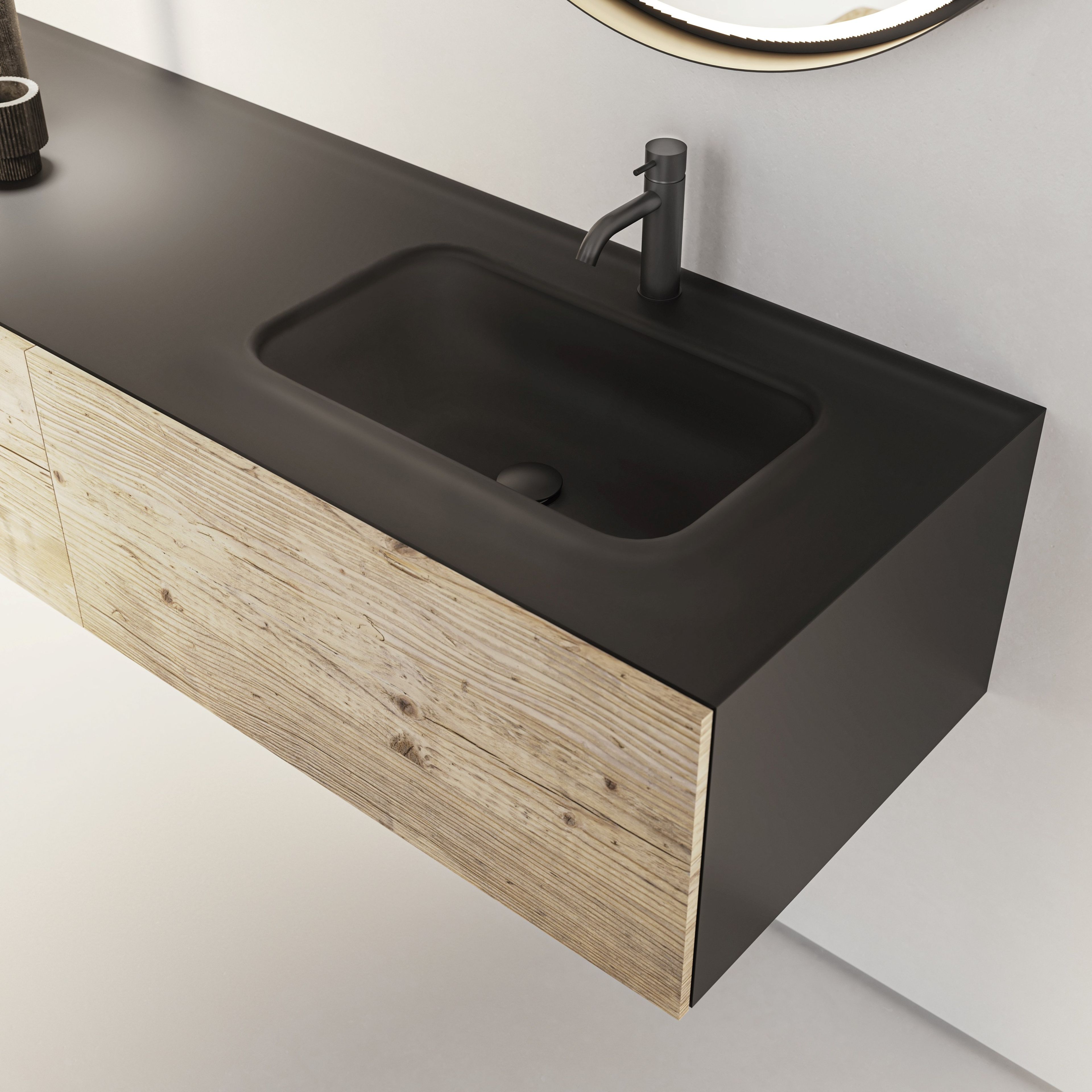 Деревянный шкаф для умывальника с ящиками со встроенной раковиной Moab Door ARCH-00116463 - Вид №3