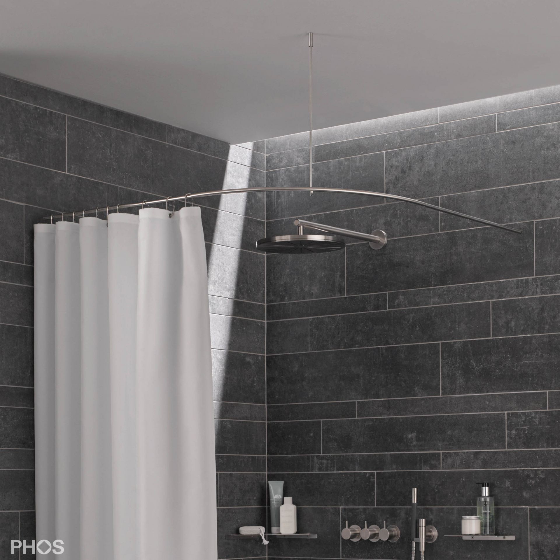 DSB550-800 Квадрант штанги для душевой занавески с радиусом дуги 55 см, 80 x 80 см PHOS 