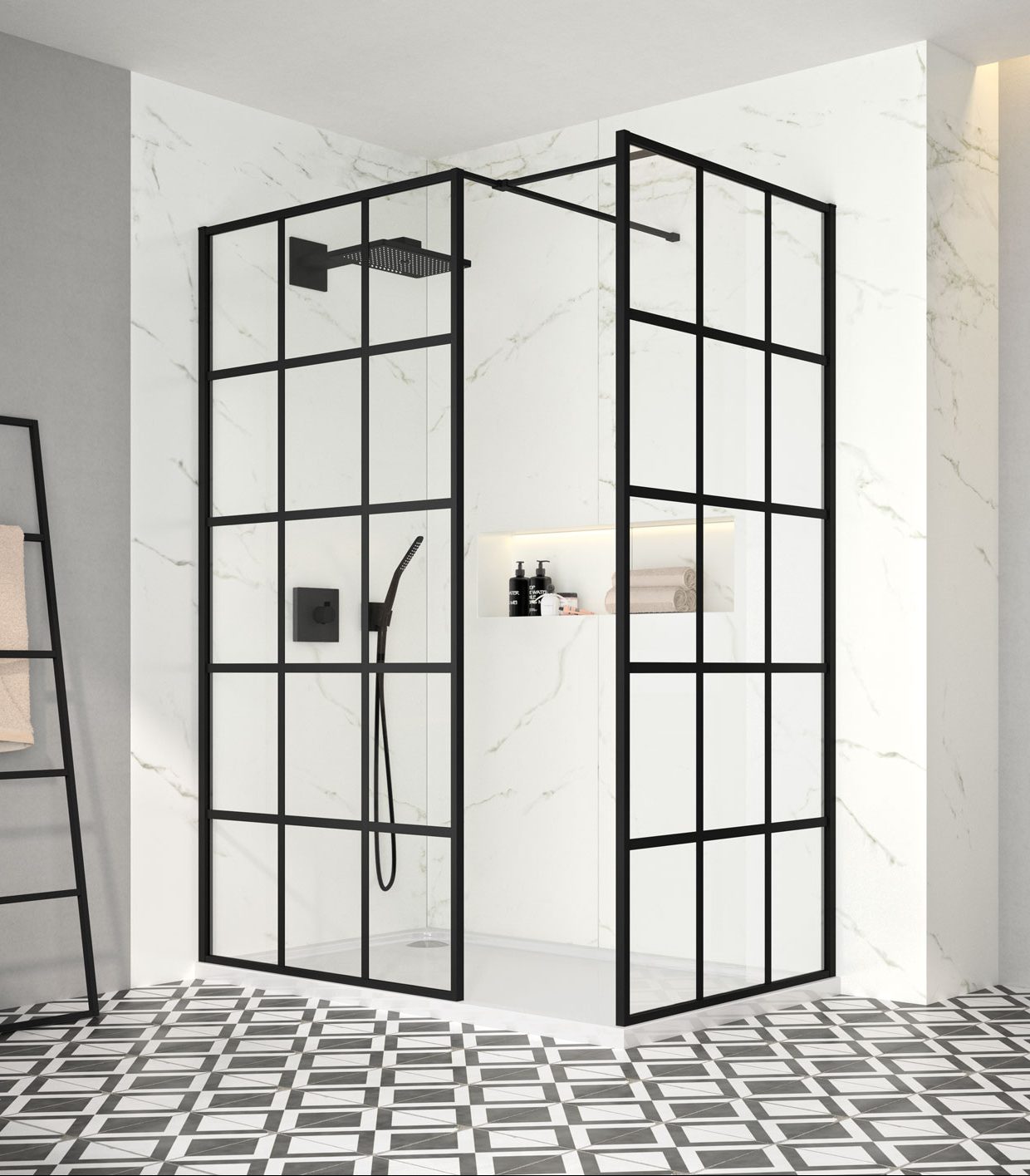 Душевая перегородка BLKFSWCTL90 Merlyn Black Черный - Вид №1