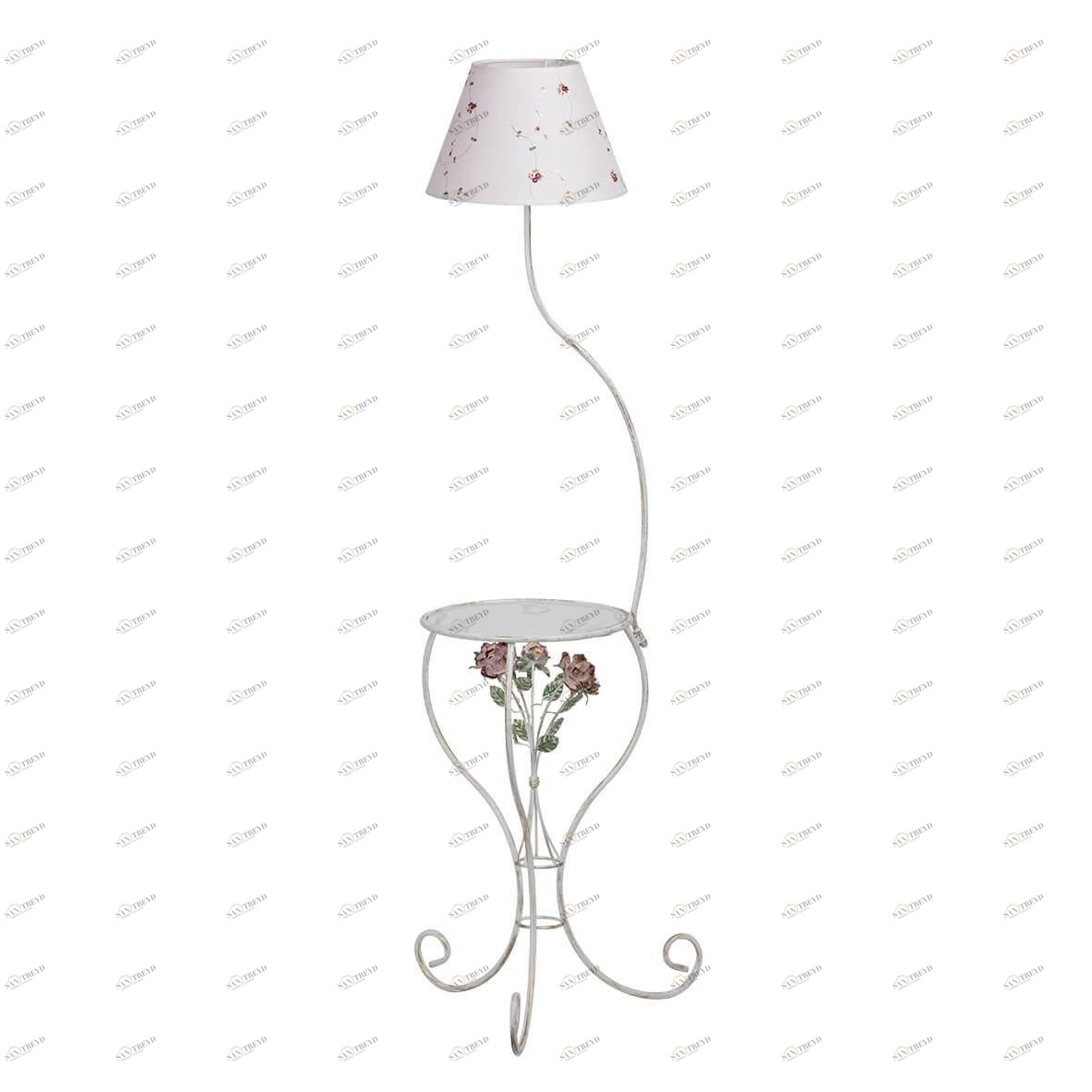Торшер с абажуром и столиком белый Vitaluce V1591/1P VITALUCE  00-3908937 Белый;розовый 