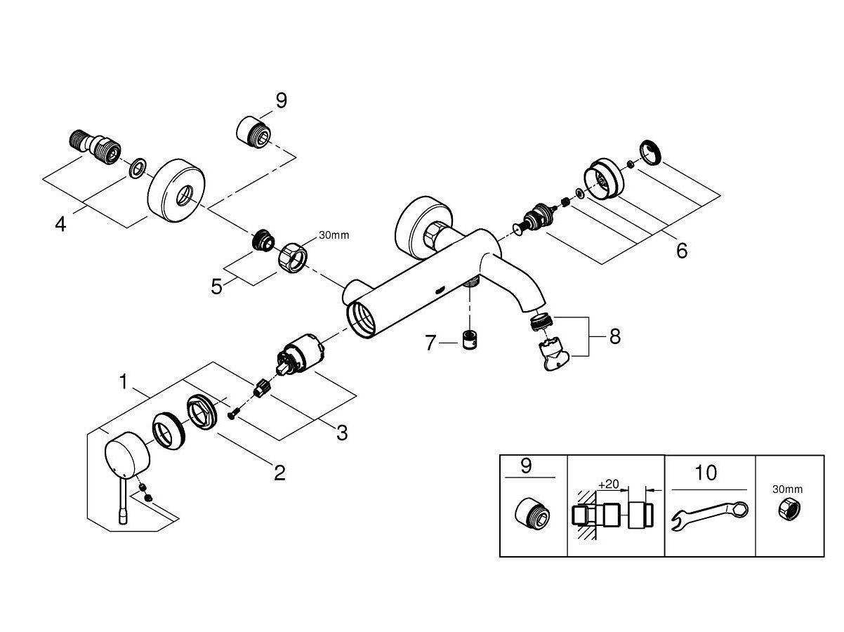 Однорычажный настенный смеситель для ванны Grohe Essence New ARCH-00099819 - Вид №2