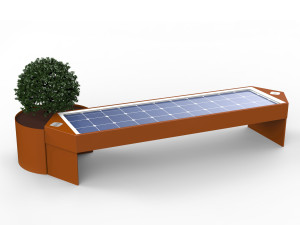 Стальная скамья со встроенной плантатором и USB-разъемом