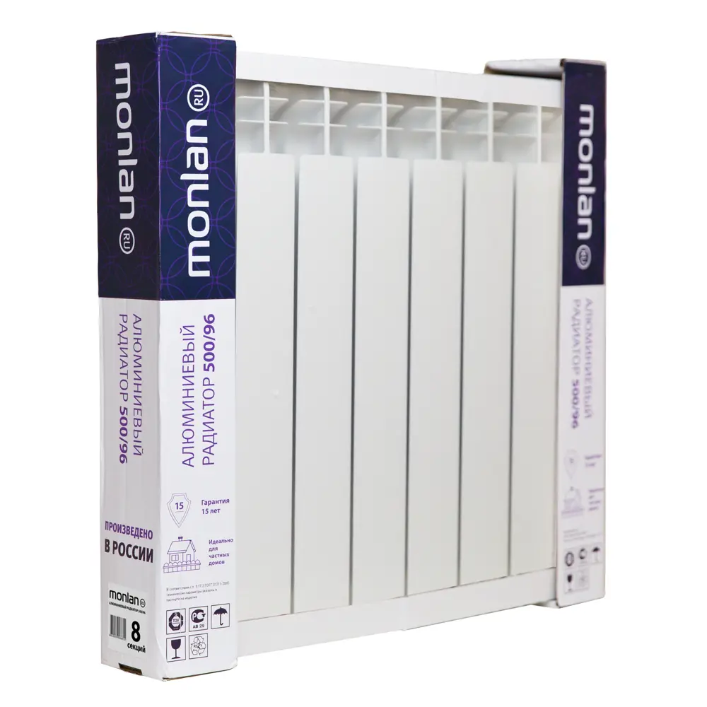 MONLAN Алюминиевый радиатор 8 секций белый - современное отопление 82735978 STLM-0936601 - Вид №3