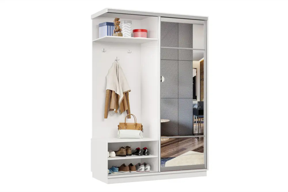 91633421 Шкаф-купе Хочу домой 220x120x45 см 2 полки ЛДСП цвет белый/серебро STLM-1090000