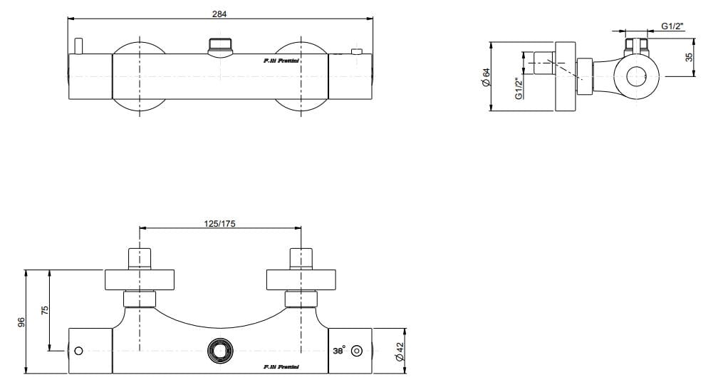 Термостатический смеситель для душа на открытом воздухе Rubinetterie Frattini Pepe XL ARCH-00127182 - Вид №5