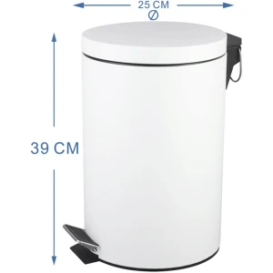 Бак для мусора в ванную комнату KONSENSA Терни 12 л сталь цвет белый