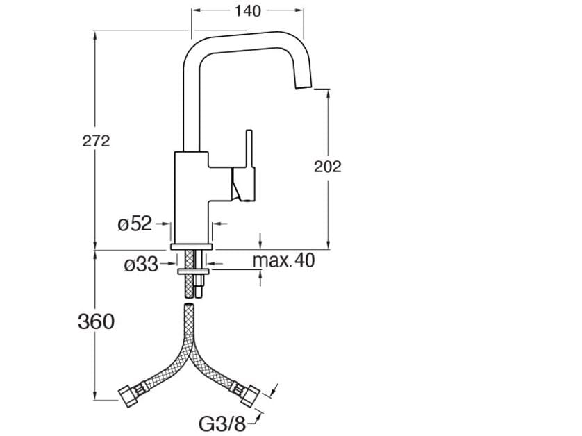 Смеситель для раковины без слива с поворотным горлышком CRISTINA Rubinetterie Phi ARCH-00000344 - Вид №1