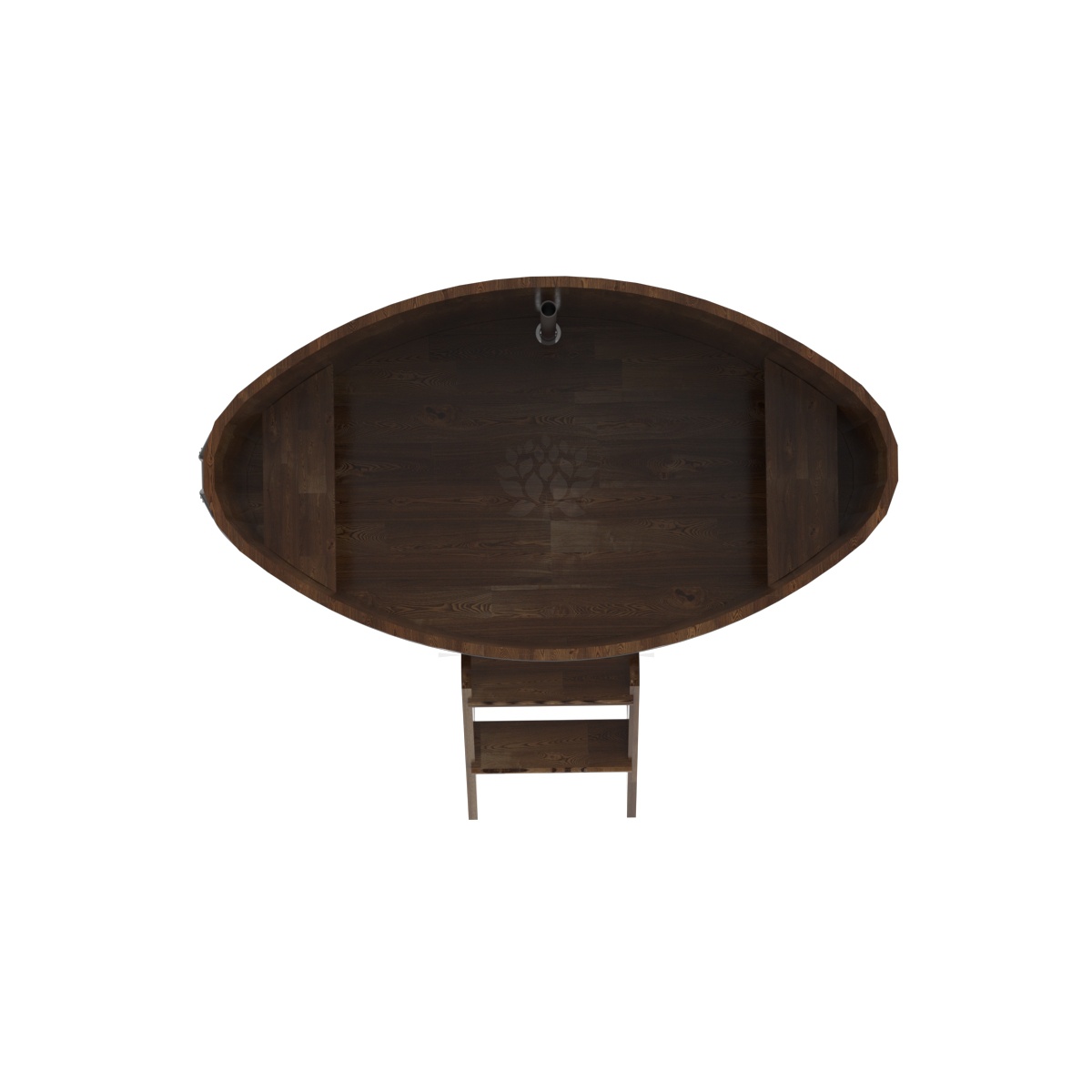 1511 Купель овальная из сращенных ламелей лиственницы 0,92х1,66х1,0 морёная Alyarus  - Вид №4