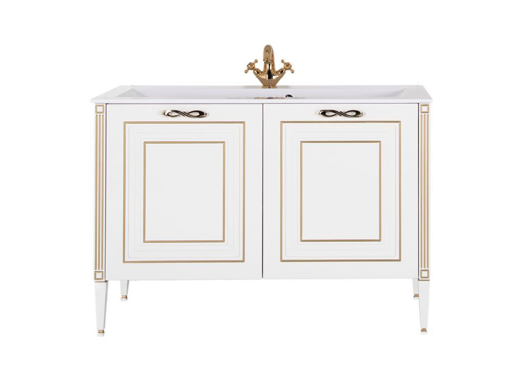 Тумба с раковиной Aquanet Паола 120 белый/золото (литьевой мрамор) 0018611400164747 - Вид №2