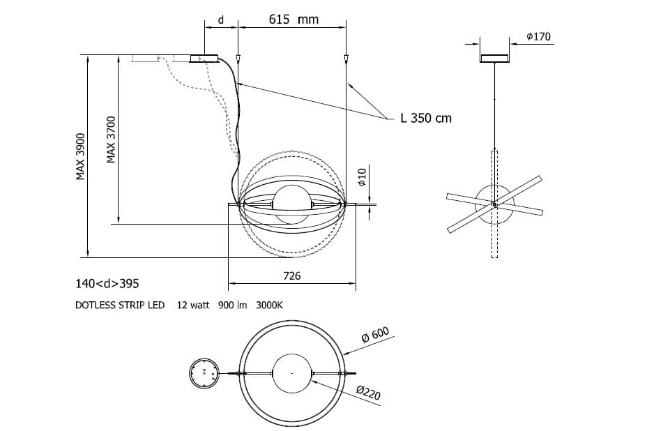 Подвесной светильник из стали и стекла Bontempi Casa Papillon ARCH-00099818 - Вид №5