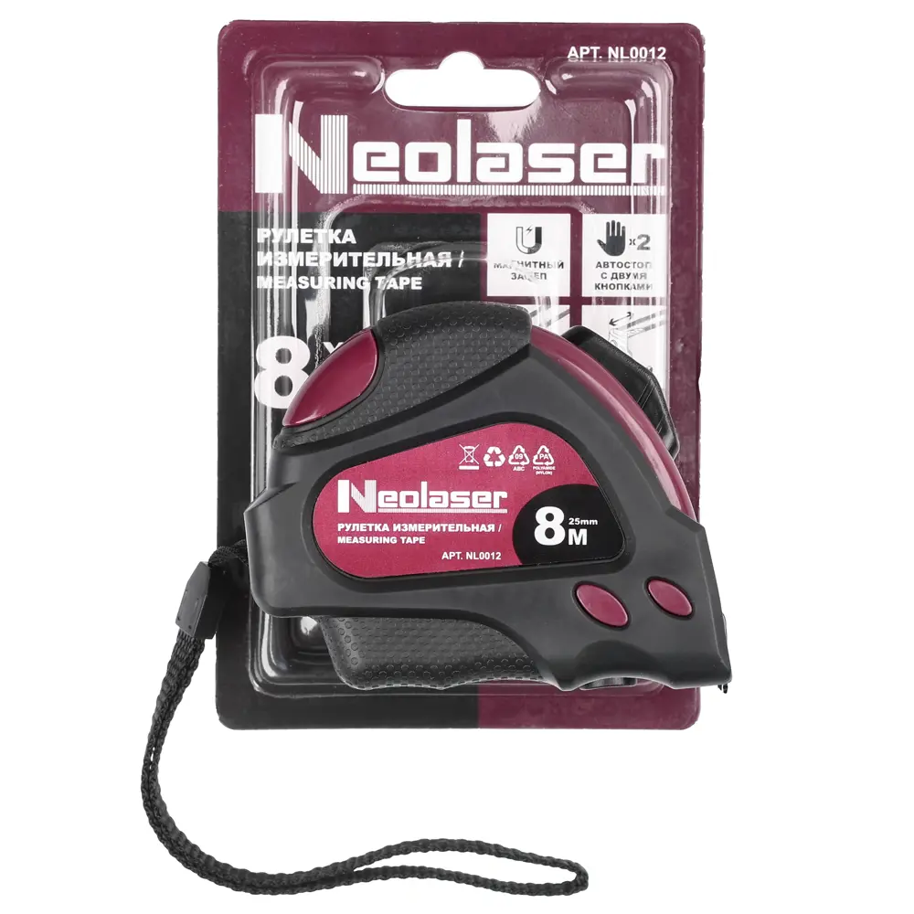 Neolaser NL0012 — профессиональная рулетка с автостопом 8 метров 89430804 STLM-1573996 - Вид №6