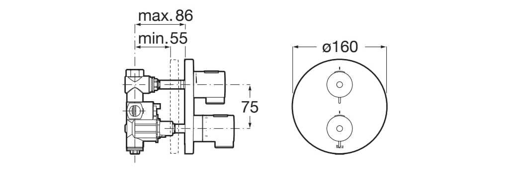 Встраиваемый термостатический смеситель для душа Roca T-500 ARCH-00001398 - Вид №2