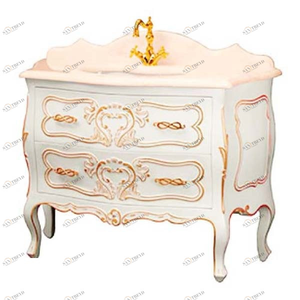 Тумба под раковину MIGLIORE Vittoria ML.VIT-BA115.BI.DO Bianco с декором.DOrato GM.VIT-BA115.BI.DO