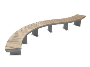 Модульная и изогнутая деревянная скамья
