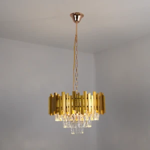 Люстра подвесная Frida 5 ламп 15 м² цвет золото/прозрачный