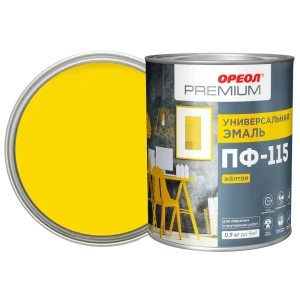 Эмаль Ореол Premium ПФ-115 глянцевая цвет жёлтый 0.9 кг
