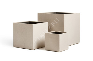 41.3317-02-005-BE-30 Кашпо  Effectory - серия Beton - Куб - Белый песок Цветочная коллекция