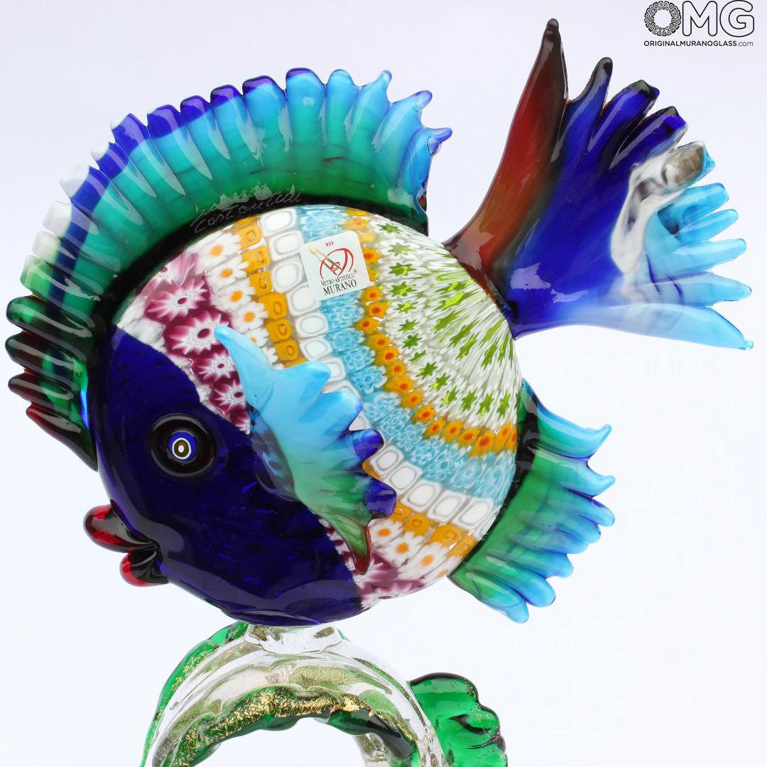 2020 ORIGINALMURANOGLASS Скульптура Тропическая рыба - Карон - муранское стекло и миллефиори OMG 15 см  - Вид №1