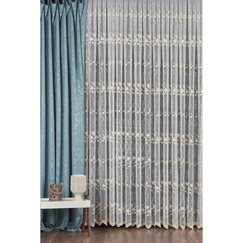 Тюль с вышивкой на сетке «Премиум» 1 п/м 290 см цвет золотой ELIT HOME STLM-2044903 - Вид №1