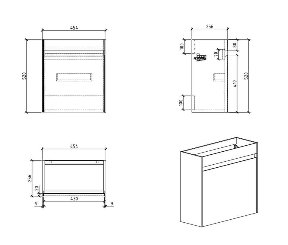 Мебель для ванной BelBagno PIETRA MINI-460-PT левосторонняя  - Вид №5