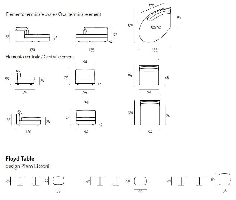 Тканевый диван с полуостровом Living Divani Floyd ARCH-00010742 - Вид №2