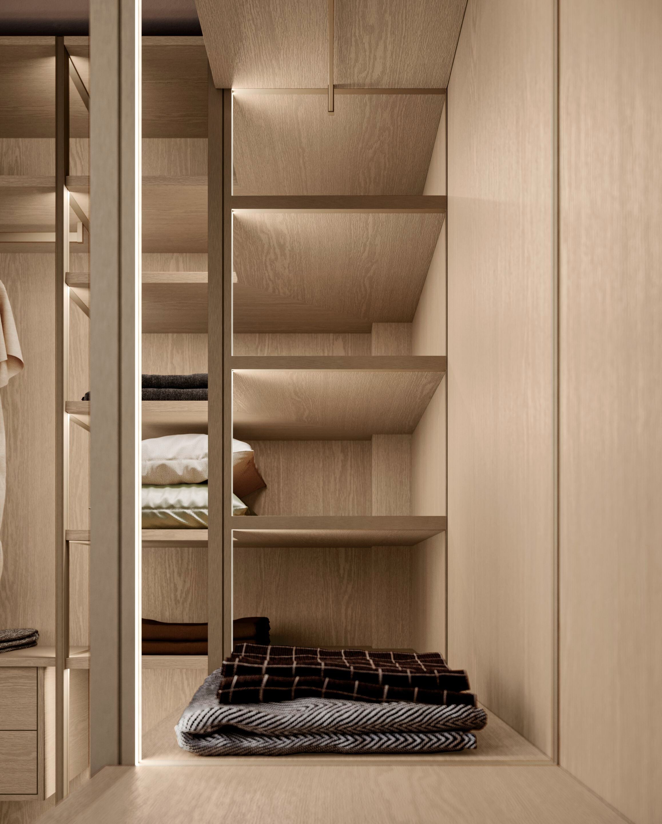 Деревянная секционная гардеробная со встроенным освещением Olivieri ARCH-00000831 - Вид №1