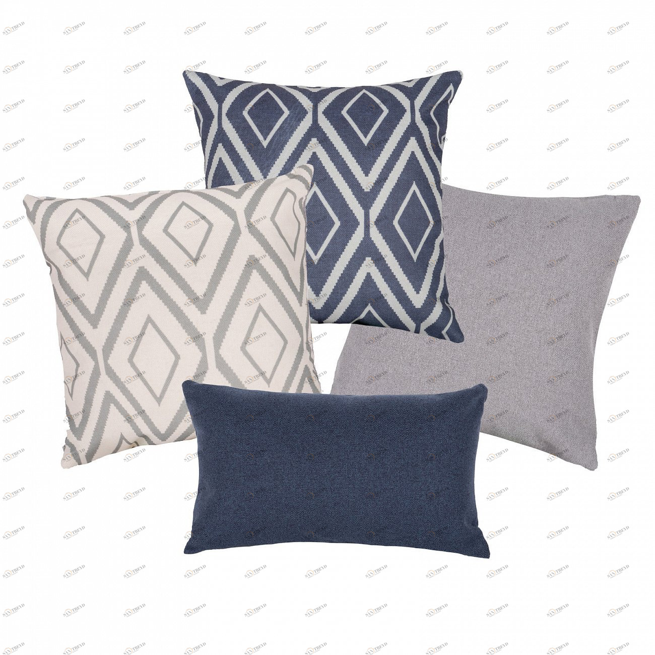 Комплект чехлов для подушек ELZA ULTIMA ARBEN DECOR MAGIC ОРНАМЕНТ 321821 Серый;белый;синий 