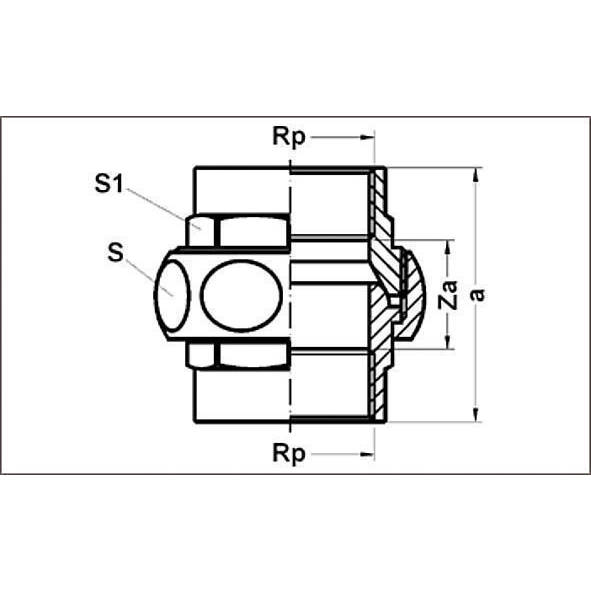 2271112R SANHA 271 сгон ВР-ВР, латунь, самоуплотняющийся 11/2 мм  - Вид №1
