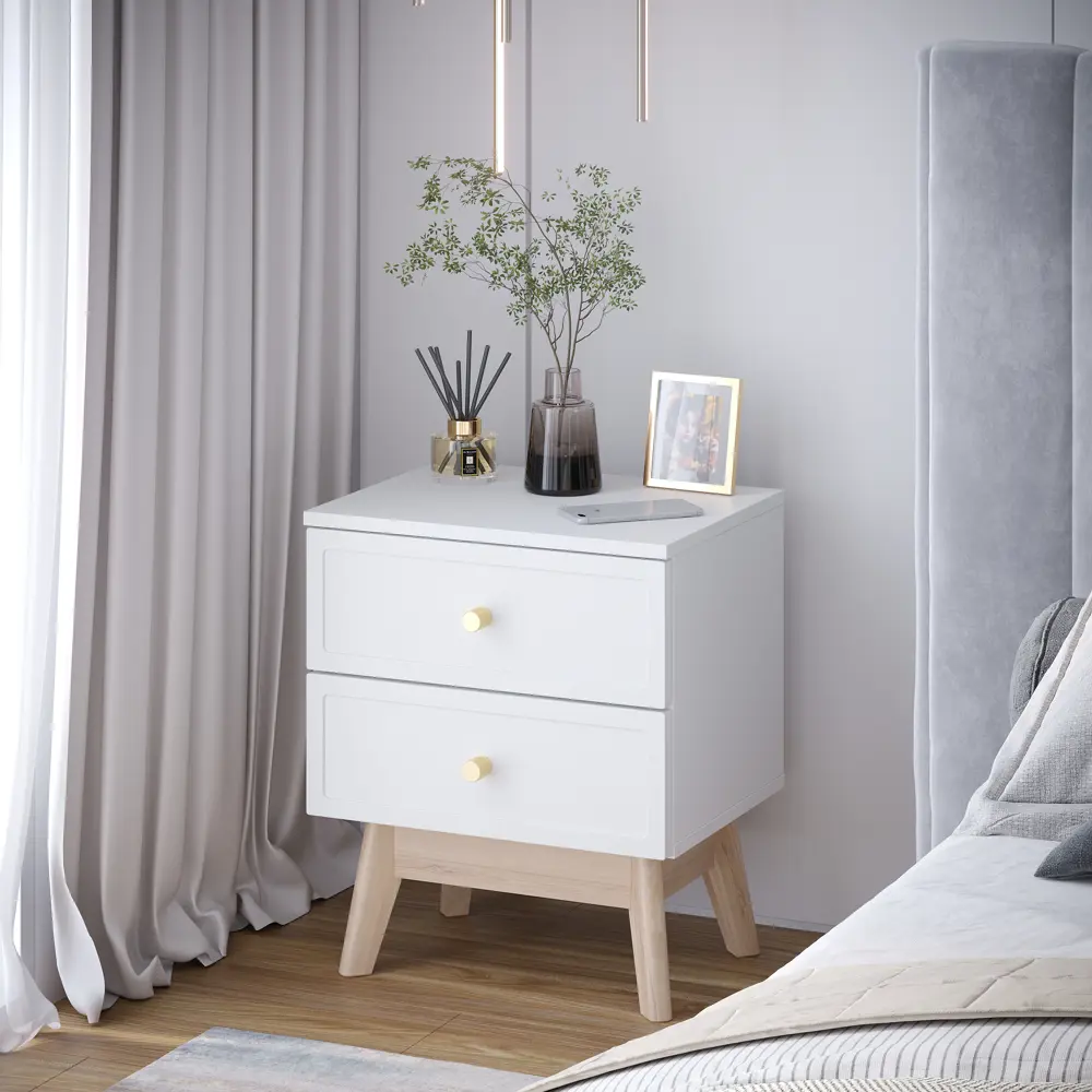Тумба прикроватная 2 ящика KONSENSA Лион Амьен 45x54x35 см ЛДСП цвет белый STLM-2208954
