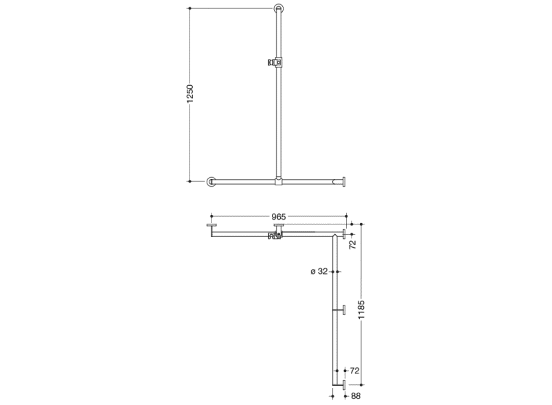 900.35.30840 Поручень для душа с выдвижным держателем для душа HEWI Greifen  - Вид №1