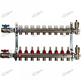 Коллектор нерж в сборе 9 выходов с расходомерами STOUT SMS0907000009