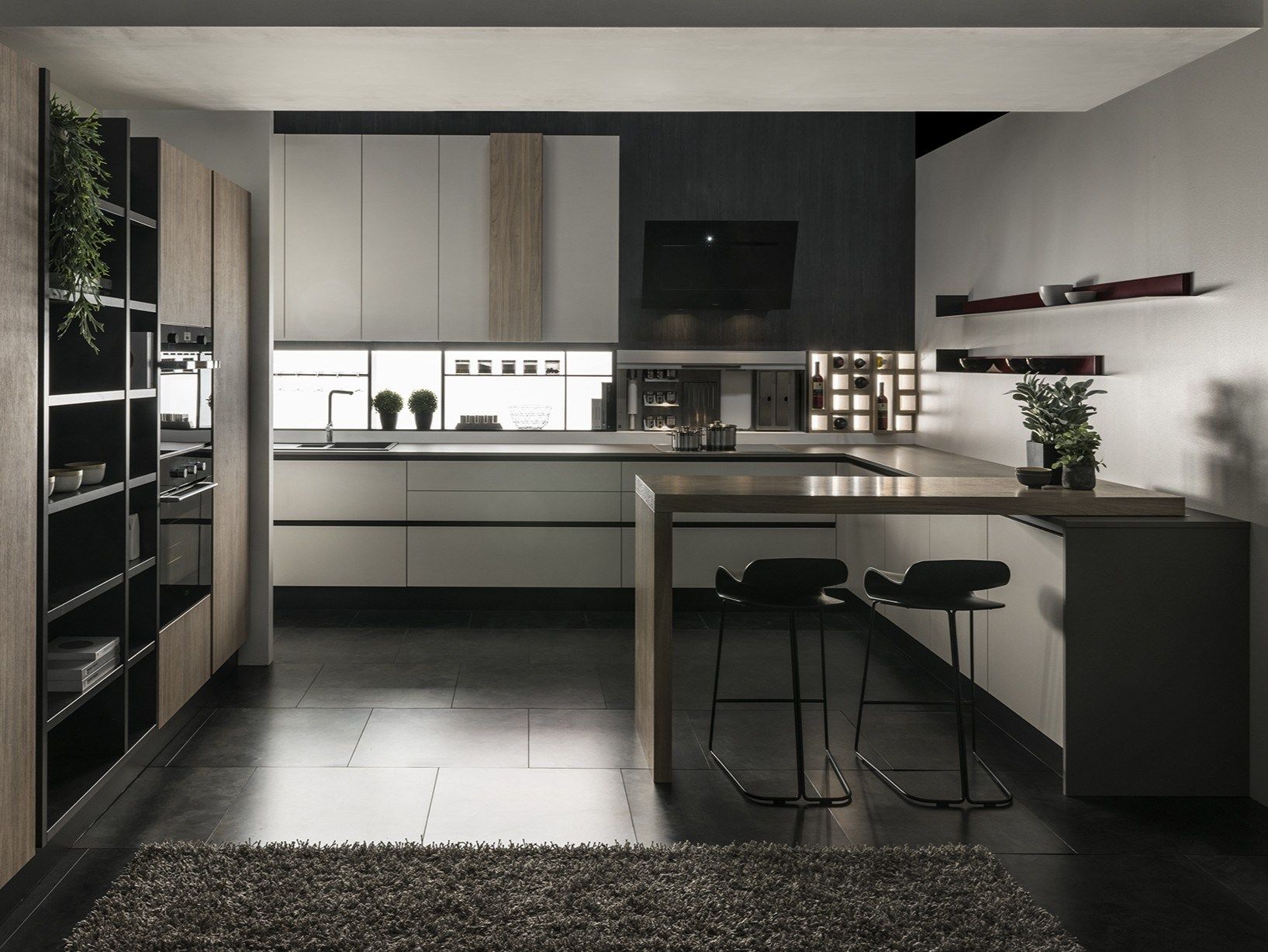 Встроенная ламинированная кухня с полуостровом Floritelli Cucine Prima ARCH-00006565 - Вид №1