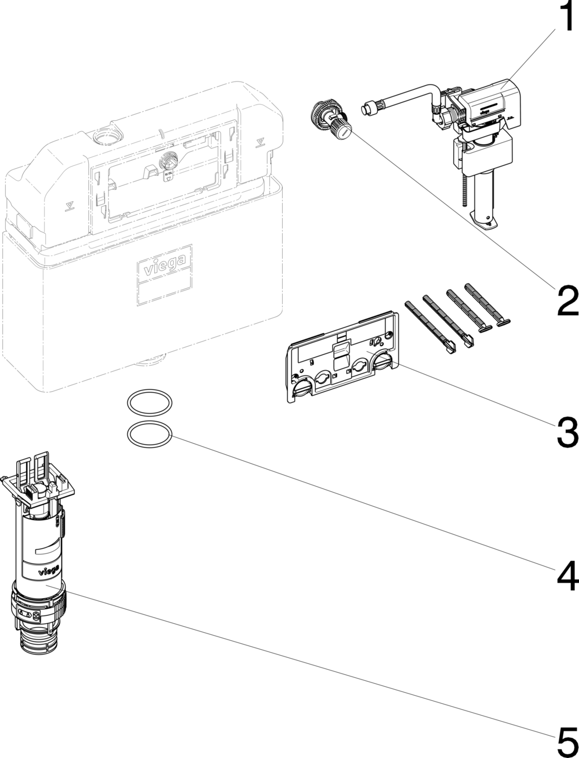 Системная техника  Смывные бачки скрытого монтажа  Спереди VIEGA ??? 1) Модель 8521-94B Santreyd  - Вид №2