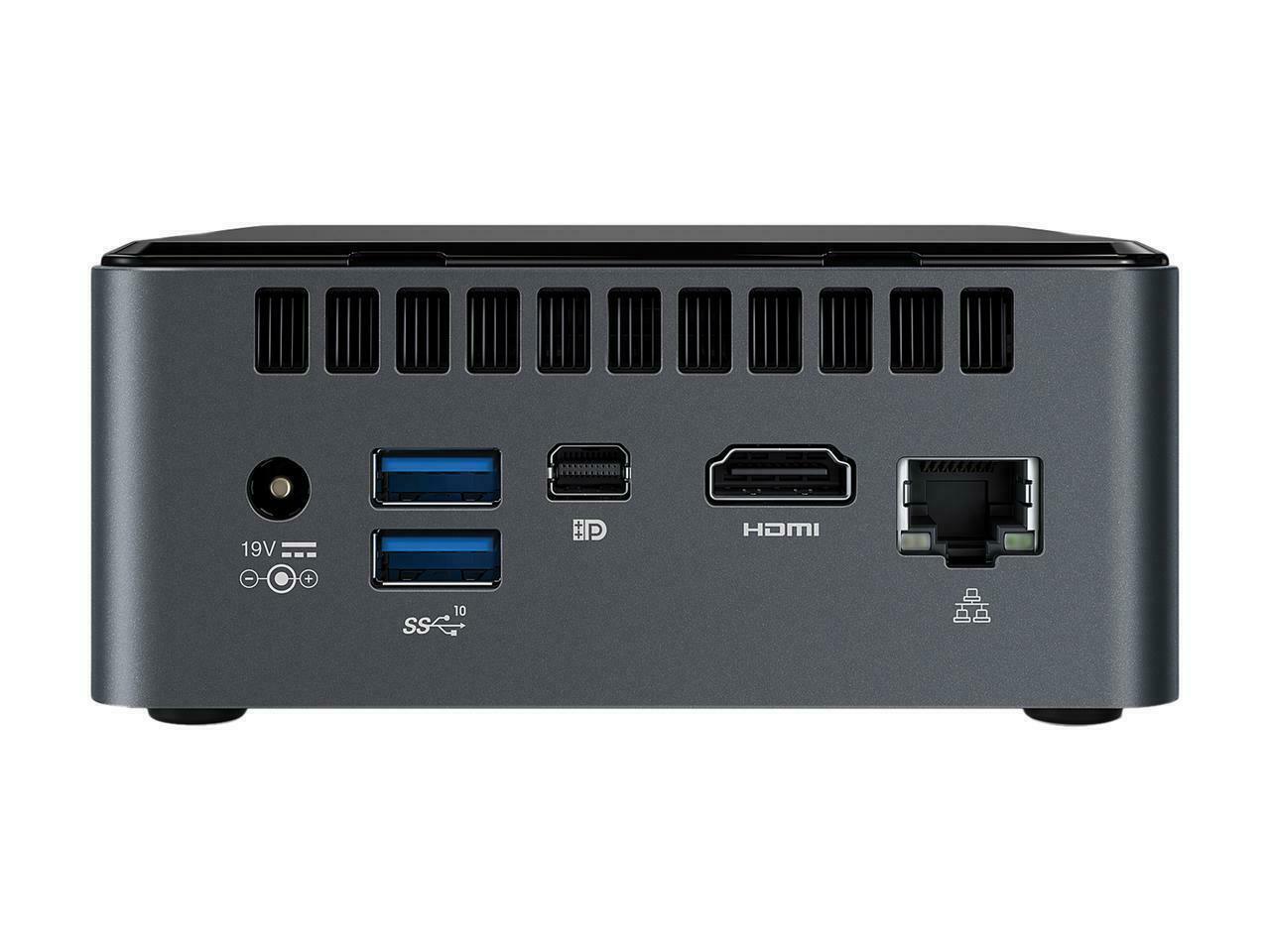 BXNUC8I7INHX Nettop nuc, core i7-8565u, 4.6 ghz turbo, 8gb ram pre-installed, vga amd radeon 540x discrete graphics (2gb) (1xhdmi 2.0 + 1xmdp 1.2), 4xusb3.1, 1x m.2 ssd, 1x2.5hdd, gbl, wifi+bt, sdxc slot, black,vesa, no powercord, ir-port, kensington lock Santreyd  - Вид №1