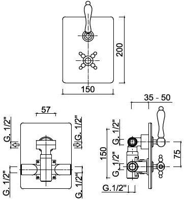Rubinetteria Giulini Смеситель для душа с термостатом на 2 отверстия Harmony - harmony crystal 8213pr - Вид №1