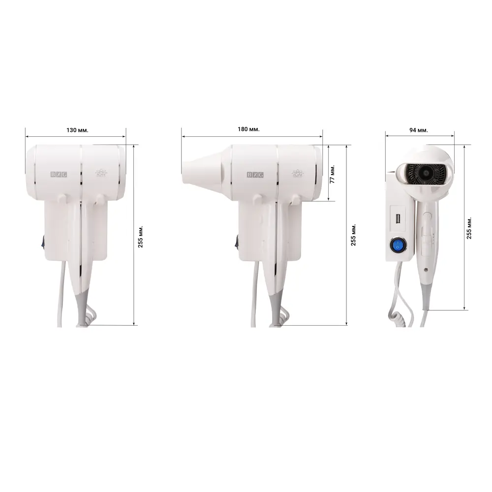 Фен BXG 1600 Н1, 1800 Вт, цвет белый BXG-1600 STLM-2136461 - Вид №8