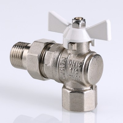 VT.228.NW.04 Кран шаровой VALTEC BASE угловой с полусгоном и белой ручкой Valtec 1/2"  - Вид №5