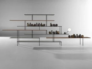 MDF Italia Открытый самонесущий двухсторонний книжный шкаф из алюминия и дерева