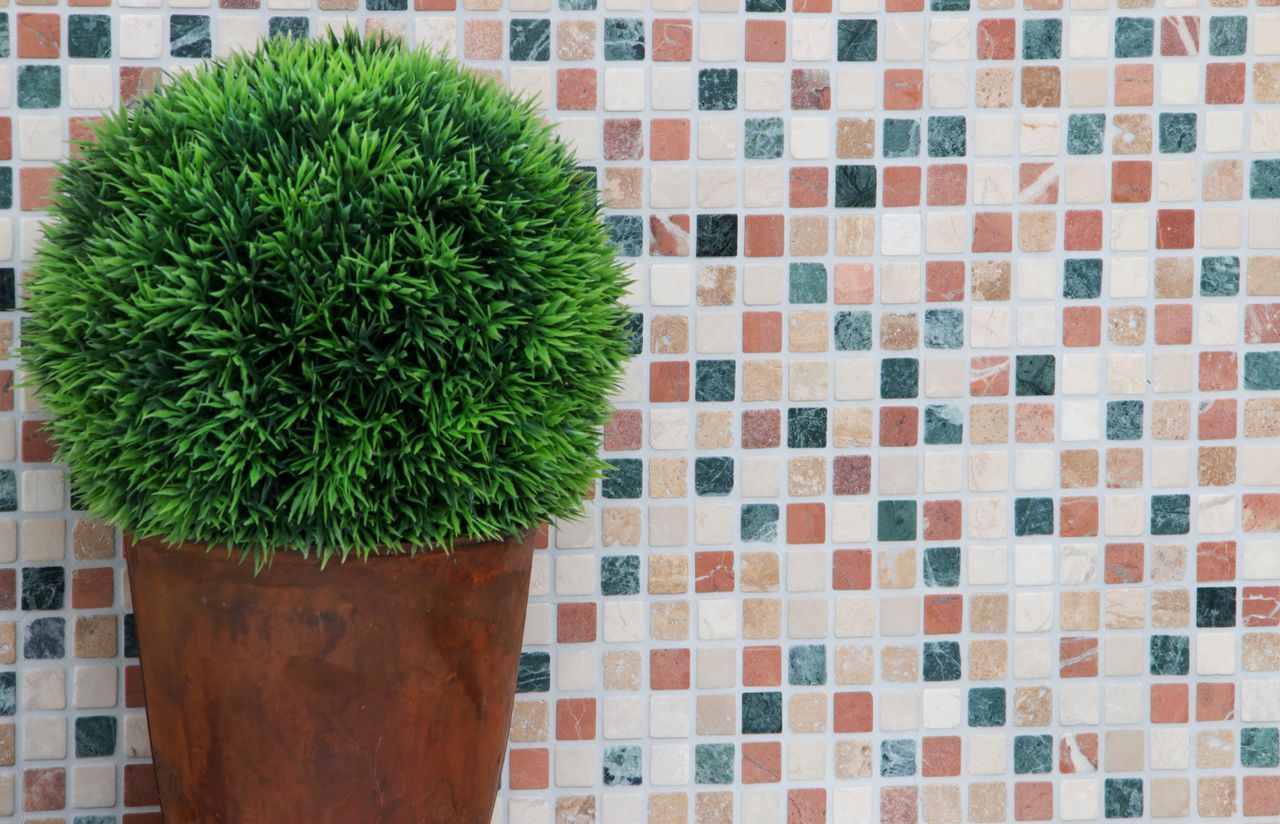 Мраморная мозаика Боттичино, травертин, Красная Верона, зеленые Альпы Mosaix ARCH-00027008 - Вид №1