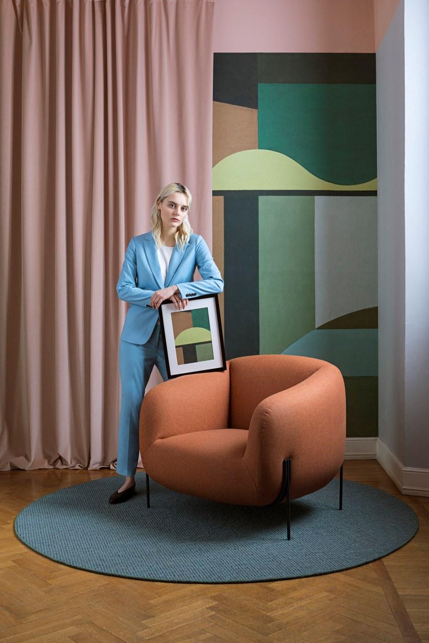 Saba Italia Кресло из ткани со съемным чехлом с подлокотниками Geo sun-id-1374537 - Вид №6